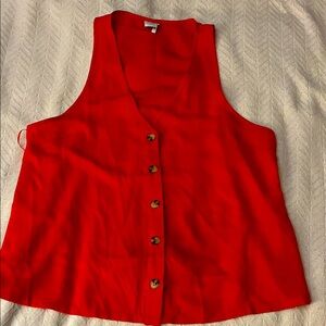 Paper Crane Vibrant Red-orange Button-Up Tank Top